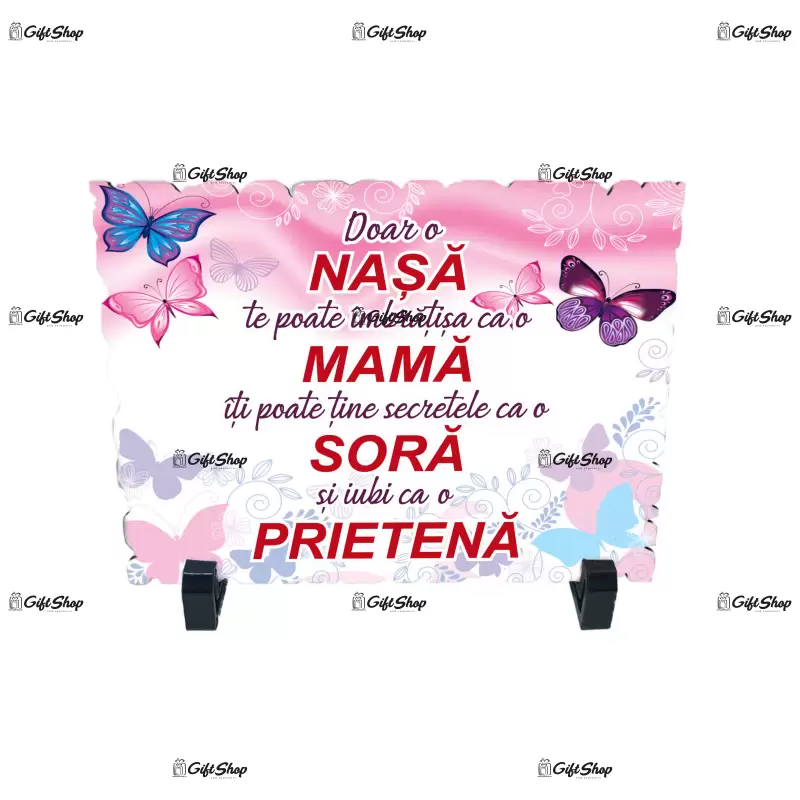 Doar o nasa te poate imbratisa ca o mama, placheta cu mesaj, model a